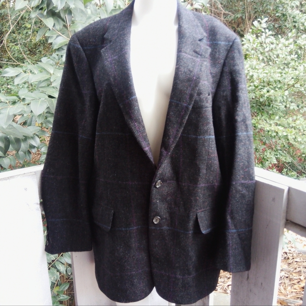 Vintage 90s Alexander Julian Plaid Wool Academia PreppySport Coat  Jacket Blazer